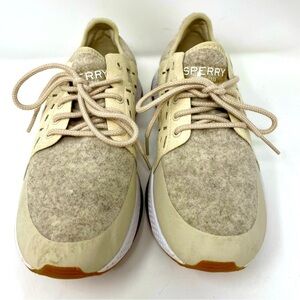 Sperry wool lace up tan sneakers size 8.